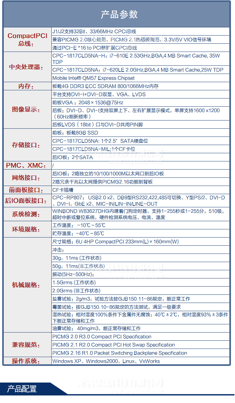 研祥6U COMPACTPCI INTEL I7高性能計算機(jī)CPC-1817