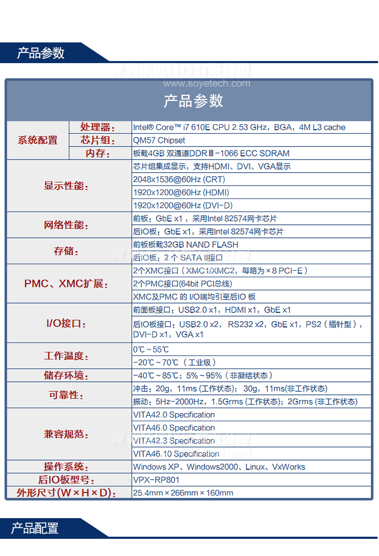 研祥6U VPX INTEL@ CORE I7 1.0INCH 高性能刀片計算機(jī)VPX-1811