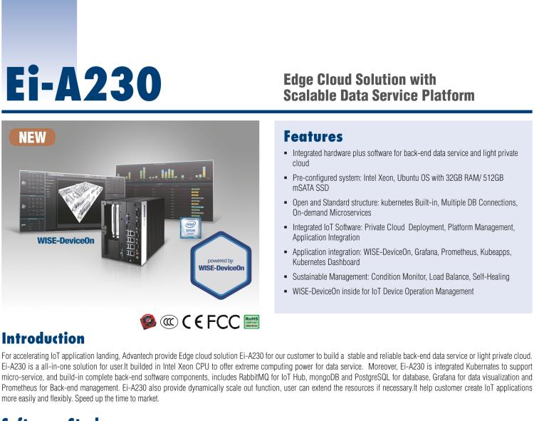 研華EI-A230 研華 EI-A230，邊緣計(jì)算系統(tǒng)服務(wù)器，搭載Intel Xeon E3-1275 V6 CPU，32GB RAM，512GB mSATA SSD，1T HDD *2，預(yù)裝Ubuntu 16.04操作系統(tǒng)。