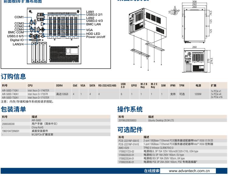 研華AIR-500D Intel Xeon D-1700 系列高性能AI邊緣服務(wù)器