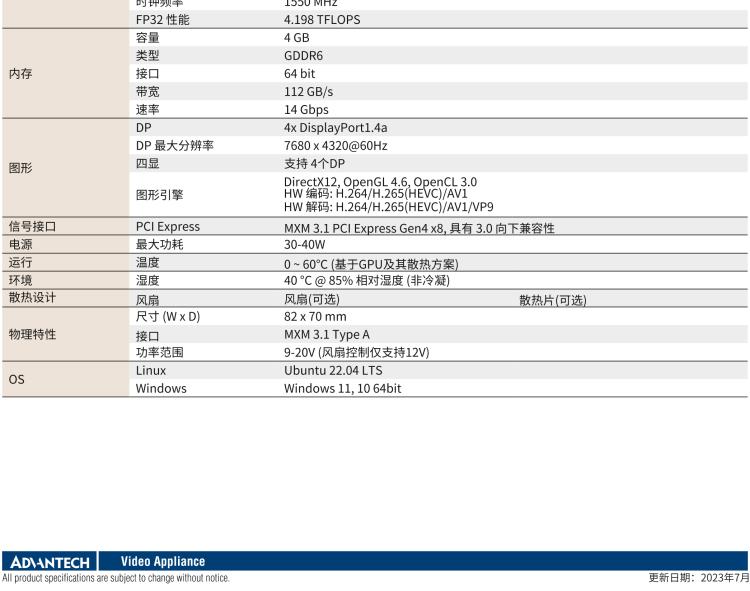 研華VEGA-X110 Intel Arc A370M MXM 3.1 Type A 嵌入式 GPU 卡，帶 DP1.4a