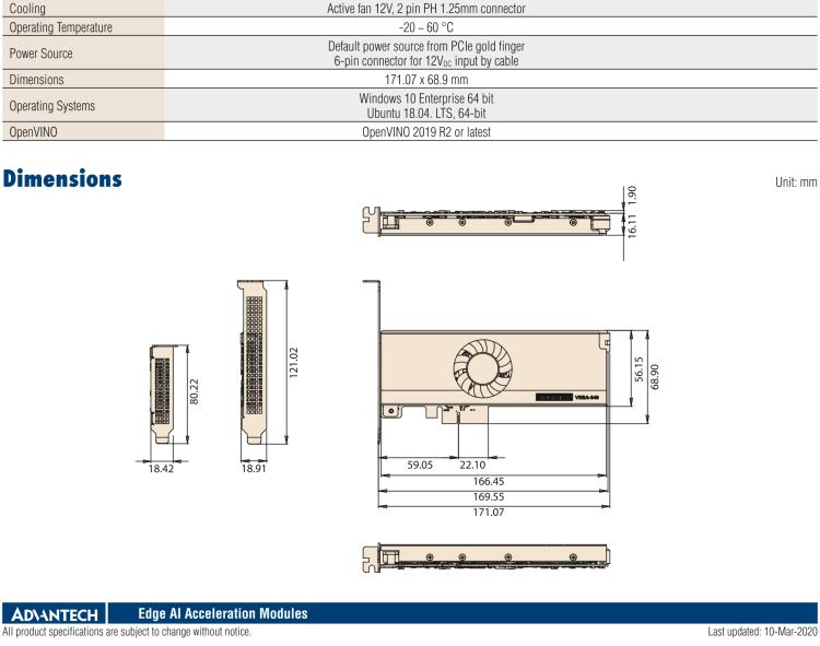 研華VEGA-340 基于Intel Movidius? Myriad? X VPU，PCIe x4 Edge AI 模塊，VPU*4 or VPU*8