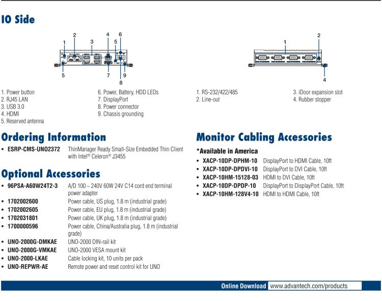 研華ESRP-CMS-UNO2372 ThinManager Ready Small-Size Embedded Thin Client with Intel? Celeron? J3455