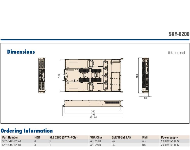 研華SKY-6200 2U 機架式 GPU 服務(wù)器,搭載Intel? Xeon?Scalable 處理器 支持4 x PCIe x16 雙層FH/FL卡或者8 x PCIe x8 單層 FH/FL卡