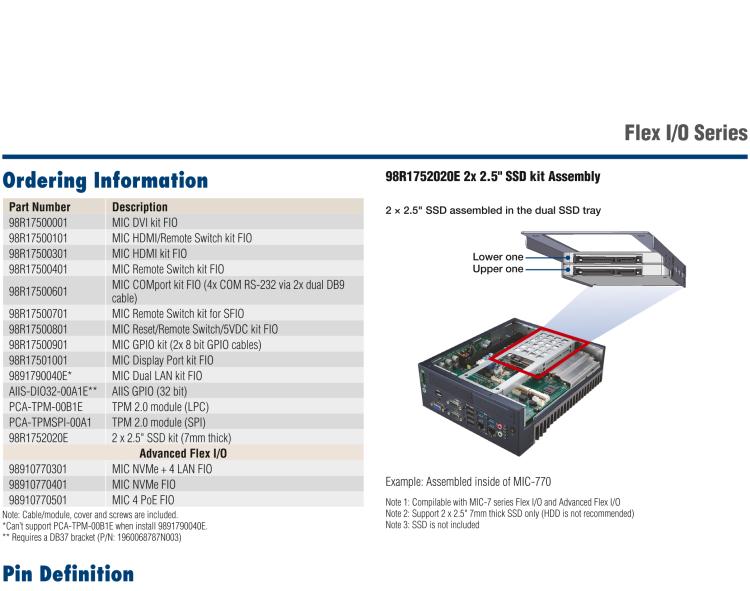 研華98R17500101 Regular Flex I/O for HDMI and Remote Switch