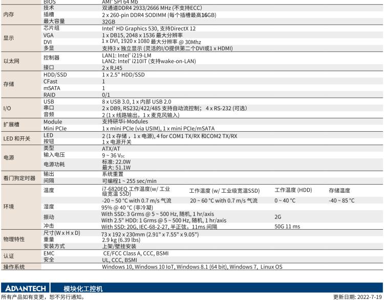 研華MIC-7500 Intel? 第6代 Core? i 處理器 緊湊型無風(fēng)扇系統(tǒng)