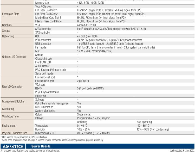 研華ASMB-610 LGA 1200 Intel? Xeon? W & 第十代 Core?專用服務(wù)器主板，帶4 x DDR4, 1 x PCIeX16, 2 x PCIeX4, 5 x USB 3.2, 3 x SATA 3, Quad LANs and和 IPMI