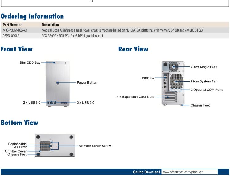 研華MIC-735M-IO AI medical-grade system based on NVIDIA? IGX Orin? in AI small tower chassis