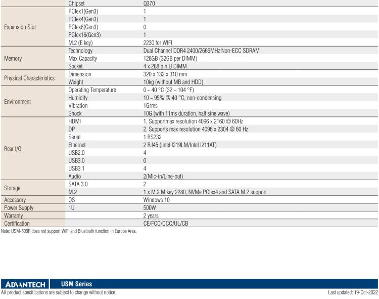 研華USM-500R Professional Mini Tower/Standalone Edge Computer with Intel 8th/9th Generation Processor