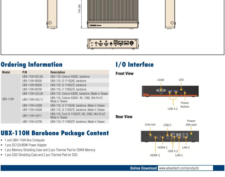 研華UBX-110 研華 UBX-110 是一臺工業(yè)級微型計算機，適用于辦公室、零售應(yīng)用等。內(nèi)置 Intel Tiger Lake 系列處理器提升系統(tǒng)性能和工作效率。