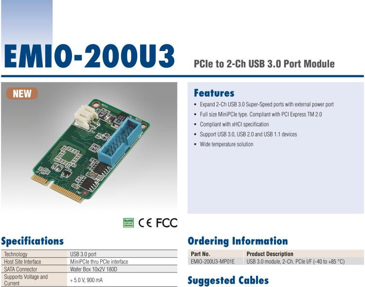 研華EMIO-200U3 PCIe 轉(zhuǎn) 2 路 USB 3.0 接口模塊