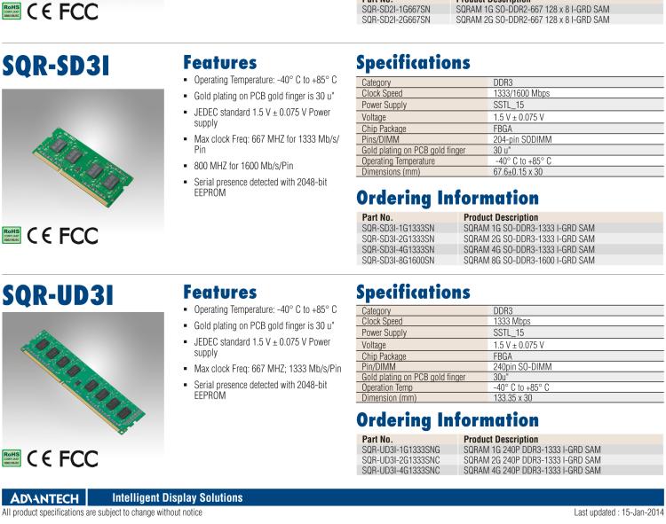 研華SQR-SD2I 工業(yè)級 DDR2 SODIMM