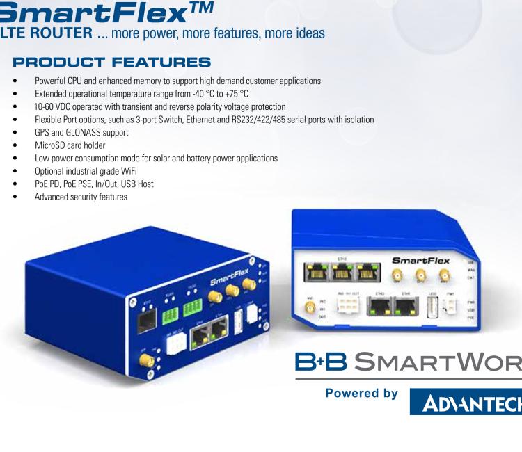 研華BB-SR30309125-SWH LTE 路由器、5E、USB、2I/O、SD、2S、PD、SL、Acc、SmartWorx Hub