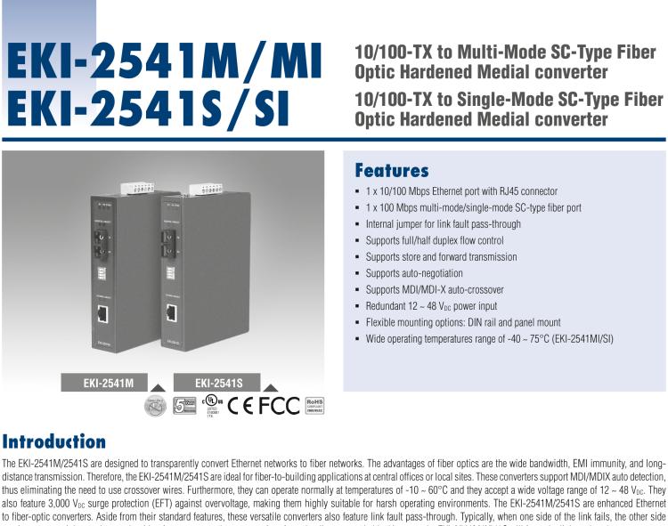 研華EKI-2541MI 工業(yè)級百兆多模光電轉換器