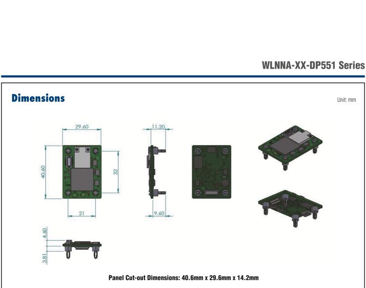 研華BB-WLNNA-ER-DP551 Wi-Fi Dual Band Embedded Module, Fast Ethernet Interface