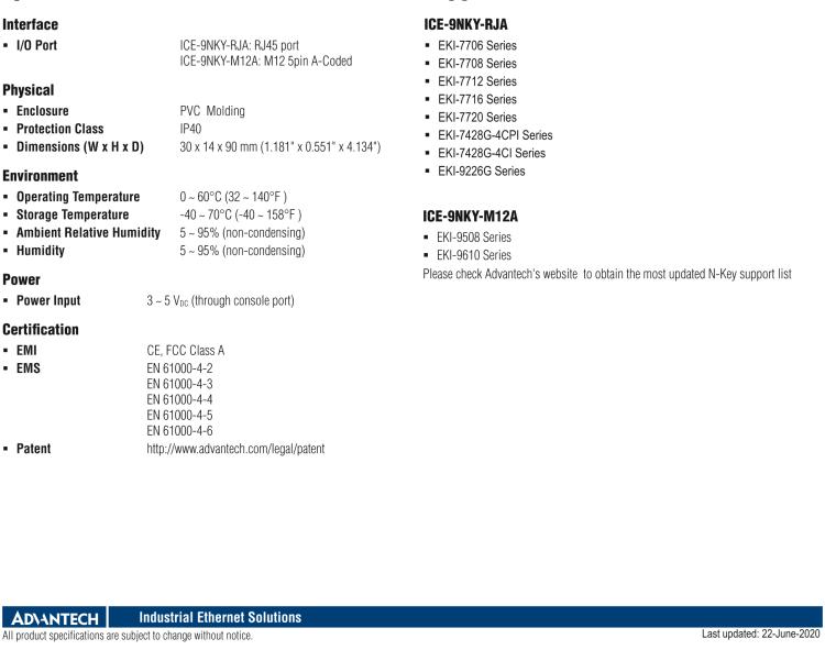 研華ICE-9NKY-M12A Automatic backup and restoration configuration tool for managed switches(M12 type)