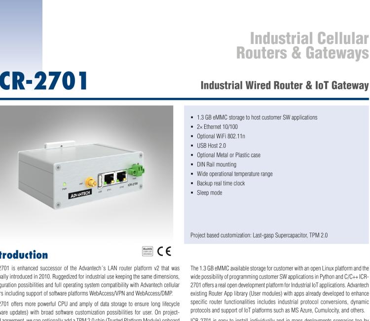 研華ICR-2701WA01 ICR-2700, GLOBAL, 2× ETH, USB, WiFi, Metal, EU Power Supply