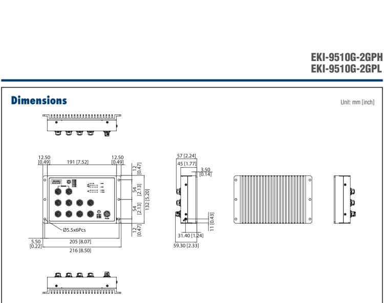 研華EKI-9510G-2GPL EN50155 Unmanaged PoE Ethernet Switch with 10xGE(2bypass), 24-48 VDC