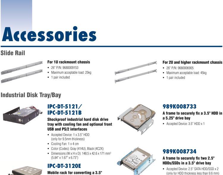 研華989K008733 A frame to securely fix a 3.5" HDD in a 5.25" drive bay