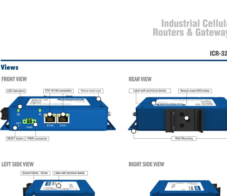 研華ICR-3201 ICR-3200, Global LAN, 2x Ethernet, 1x RS232, 1x RS485, Metal, Without Accessories