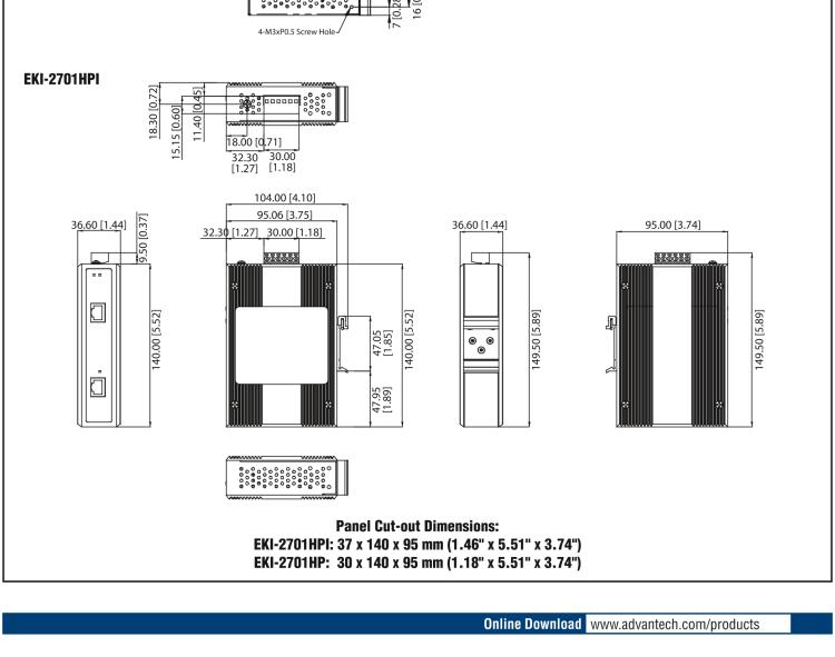 研華EKI-2701HP 1GE PoE Injector, IEEE802.3af/at, 24~48VDC