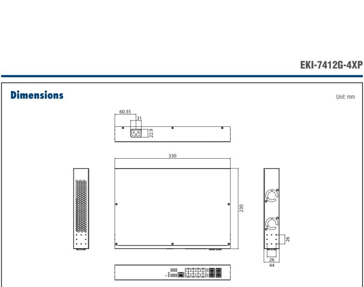 研華EKI-7412G-4XP 8GE+4 10G SFP 二層網(wǎng)管型POE交換機(jī)