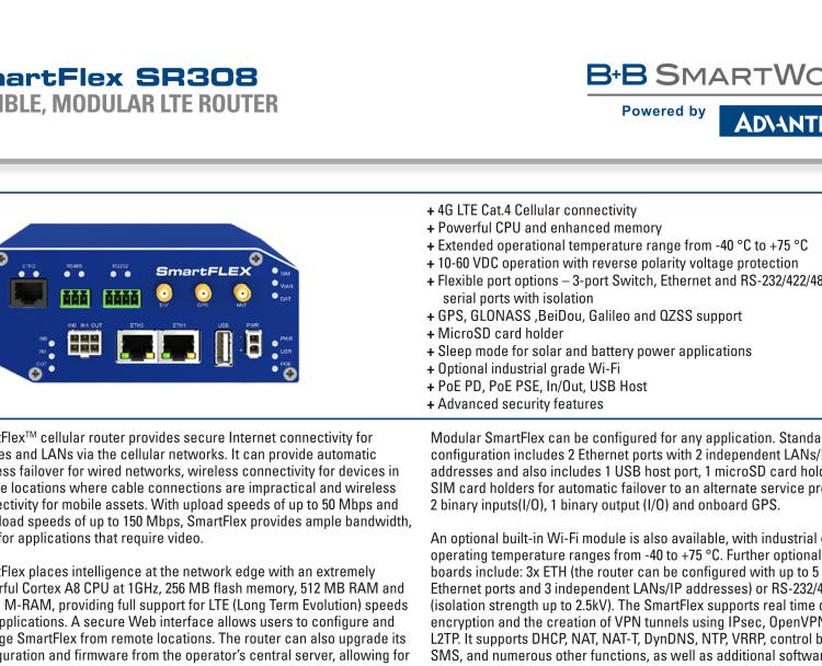 研華BB-SR30818315-SWH SmartFlex, AUS/NZ, 2x Ethernet, 1x RS232, 1x RS485, Wi-Fi, PoE PSE, Plastic, International Power Supply (EU, US, UK, AUS)