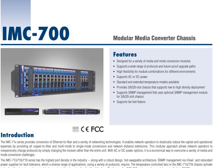 研華IMC-719-2AC 智能模塊化20插槽光電轉(zhuǎn)換器專用機箱，2交流電源，不帶電源線