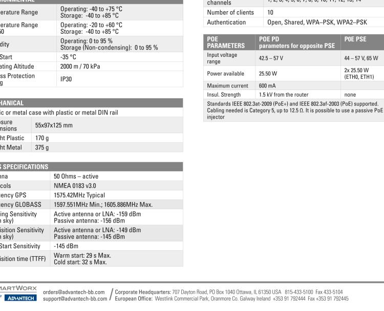 研華BB-SR30508110 SmartFlex, NAM, 5x Ethernet, PoE PSE, Plastic, Without Accessories