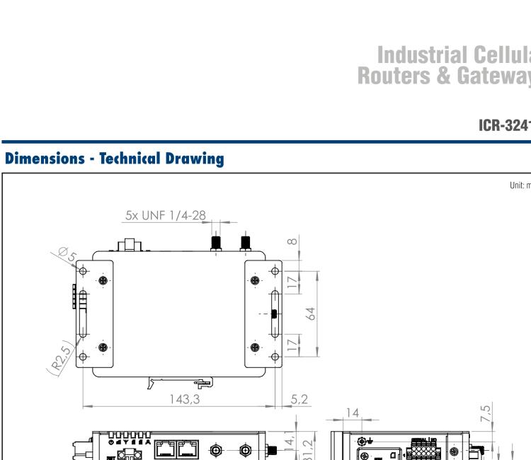 研華ICR-3241 ICR-3200, NAM, 2x Ethernet, 1x RS232, 1x RS485, Metal, Without Accessories