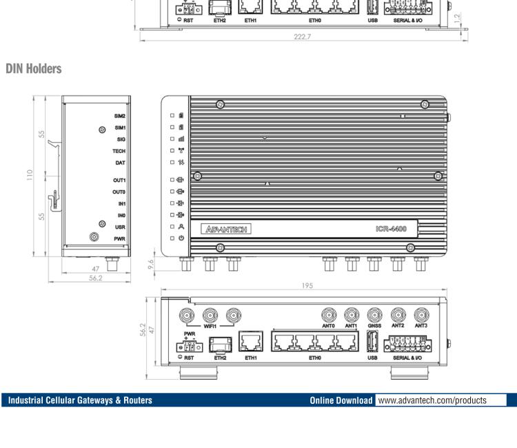 研華ICR-4453S ICR-4400, EUROPE, NAM, 5x Ethernet, 1x RS232, 1x RS485, CAN, PoE PSE+, SFP, USB, SD, Without Accessories