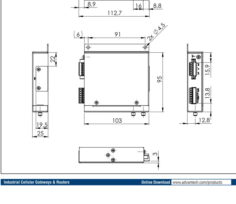 研華ICR-2437 ICR-2400, EMEA, 2x Ethernet , 1x RS232, 1x RS485, Metal, Without Accessories