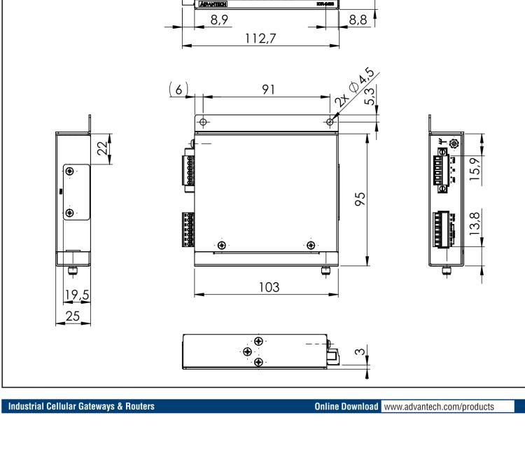 研華ICR-2412 ICR-2400, EMEA, 2x Ethernet , 1x RS232, 1x RS485, Metal, Without Accessories