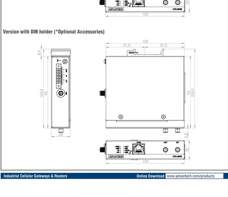 研華ICR-2031 ICR-2000, EMEA, 1x Ethernet, Metal, Without Accessories