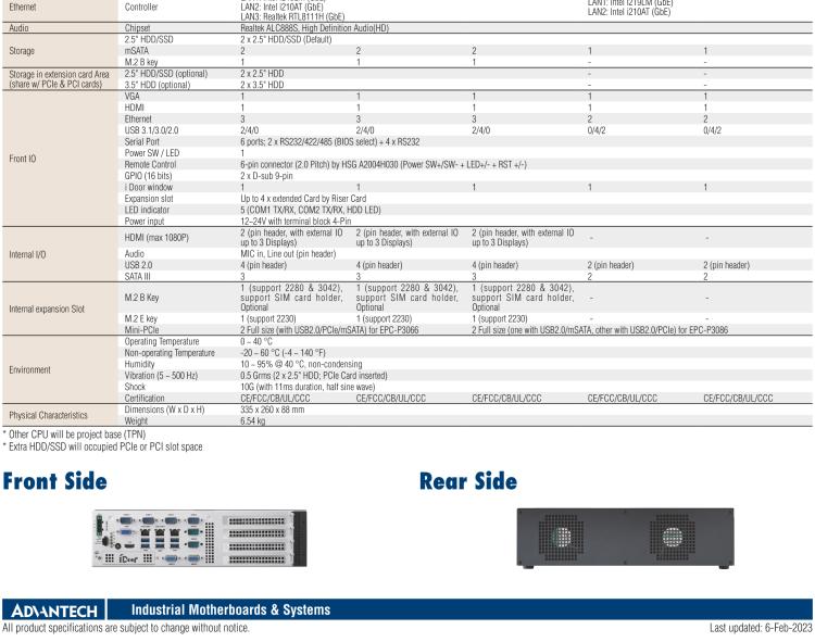 研華EPC-P3086 適配Intel? 第8/9代 Core i 系列處理器，搭載H310芯片組。2U高度，支持全長(zhǎng)PCIe x16擴(kuò)展卡。接口豐富，性能強(qiáng)勁。