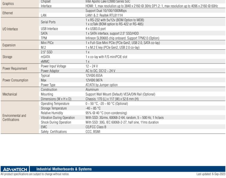 研華EPC-U2117 Intel Atom第六代Apollo Lake無風扇嵌入式工控機，板載eMMC，CANBUS