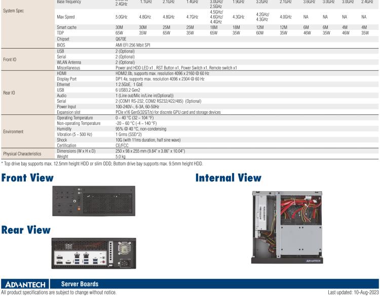 研華EPC-B2278 適配Intel 第12代 Core i 系列處理器，搭載Q670E芯片組。2U高度，精簡(jiǎn)尺寸，性能強(qiáng)勁，是小尺寸高性能場(chǎng)景的理想解決方案。