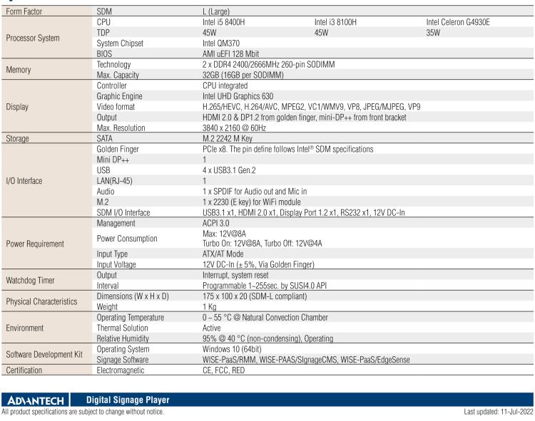 研華DS-200 Intel ? 第八代 Core? i3/i5 SDM，支持4K三顯的數(shù)字標(biāo)牌播放器