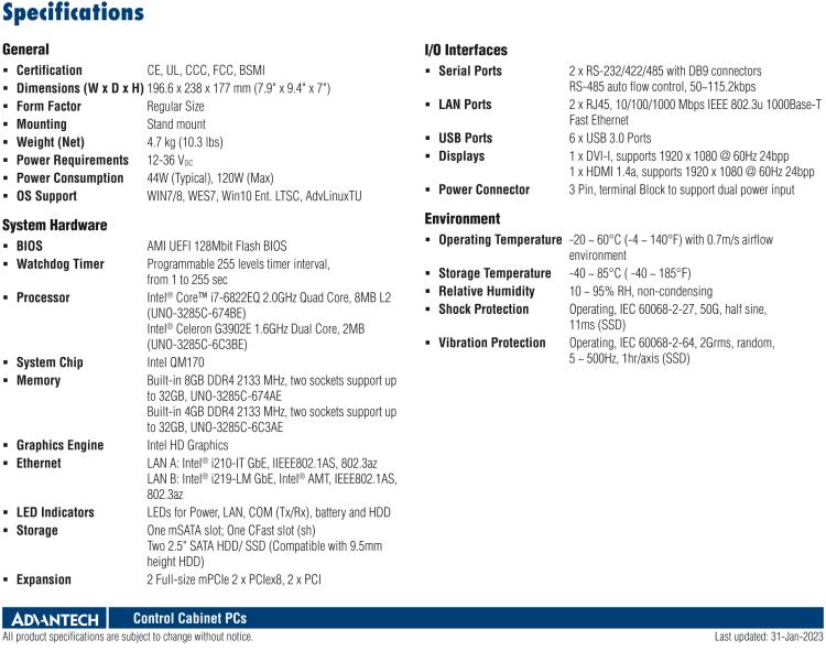 研華UNO-3285C 搭配Intel? Core?處理器，4×PCI(e) 擴(kuò)展槽，2 x GbE, 2 x mPCIe, HDMI, DVI-I