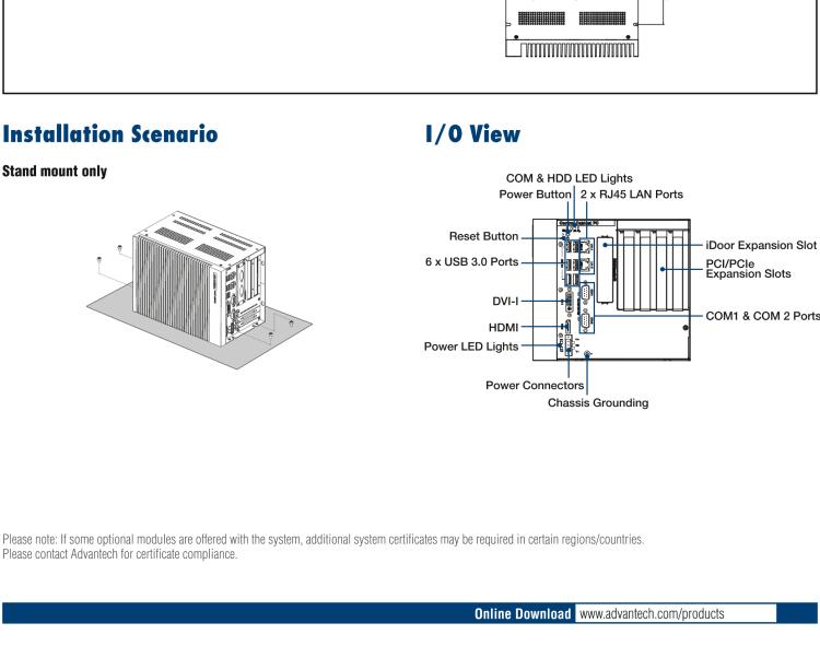 研華UNO-3285C 搭配Intel? Core?處理器，4×PCI(e) 擴(kuò)展槽，2 x GbE, 2 x mPCIe, HDMI, DVI-I