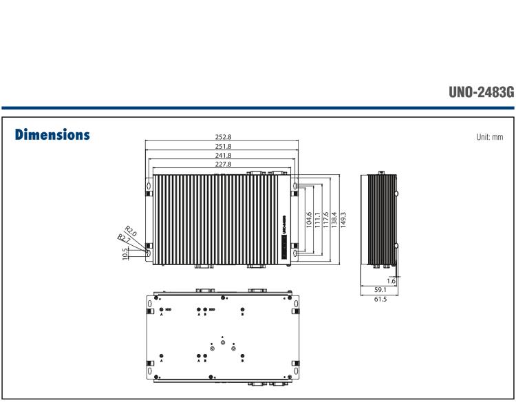 研華UNO-2483G 標準型嵌入式無風扇工業(yè)電腦，搭配Intel? Core? i7/i3/Celeron處理器，4×GbE, 3×mPCIe, HDMI/VGA