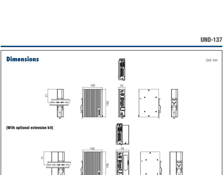 研華UNO-137 DIN導(dǎo)軌控制器，配備Intel?Atom?E3940 CPU、2個(gè)LAN、2個(gè)COM、3個(gè)USB 3.0、1個(gè)USB 2.0、2個(gè)DP 1.2、8個(gè)DI、8個(gè)DO、1個(gè)M.2、1個(gè)mPCIe、TPM 2.0