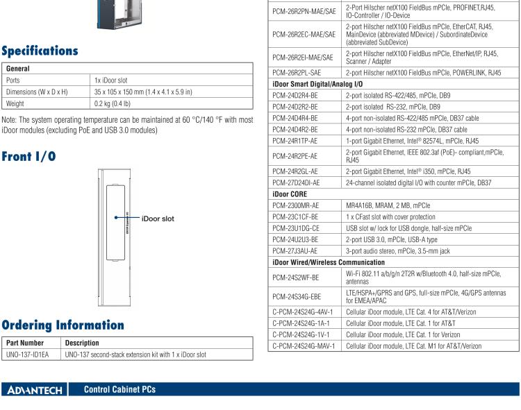 研華UNO-137 DIN導(dǎo)軌控制器，配備Intel?Atom?E3940 CPU、2個(gè)LAN、2個(gè)COM、3個(gè)USB 3.0、1個(gè)USB 2.0、2個(gè)DP 1.2、8個(gè)DI、8個(gè)DO、1個(gè)M.2、1個(gè)mPCIe、TPM 2.0