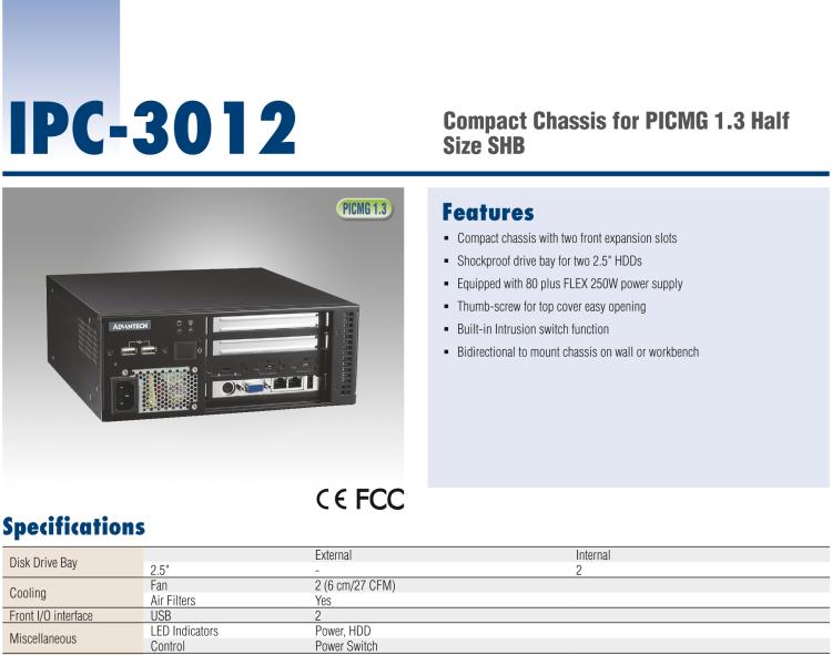 研華IPC-3012 Compact Chassis for PICMG 1.3 Half Size SHB