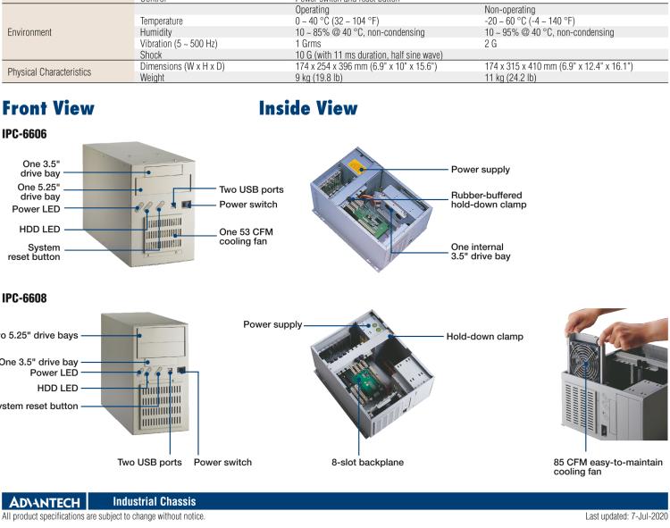 研華IPC-6608 8/6槽桌上/壁掛式機箱/標準PS/2電源與冗余電源