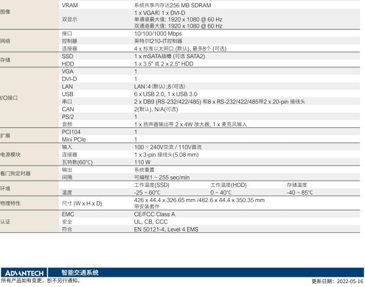 研華ITA-2111 英特爾?凌動?E3845 1U無風(fēng)扇系統(tǒng)； 符合EN 50121-4的鐵路應(yīng)用