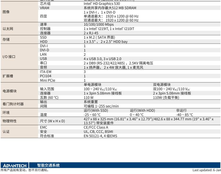 研華ITA-2231 英特爾?第六代酷睿?i處理器2U無風扇系統(tǒng)； 符合EN 50121-4的鐵路應用