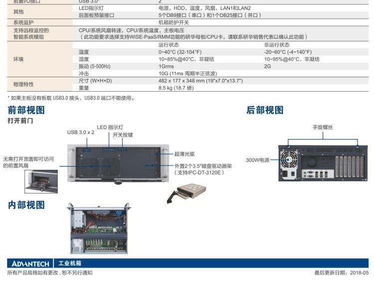 研華IPC-941 348mm深度緊湊型4U機(jī)架式機(jī)箱，支持ATX主板