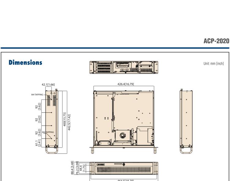 研華ACP-2020 2U Rackmount Short Depth Chassis for ATX and mATX Motherboard