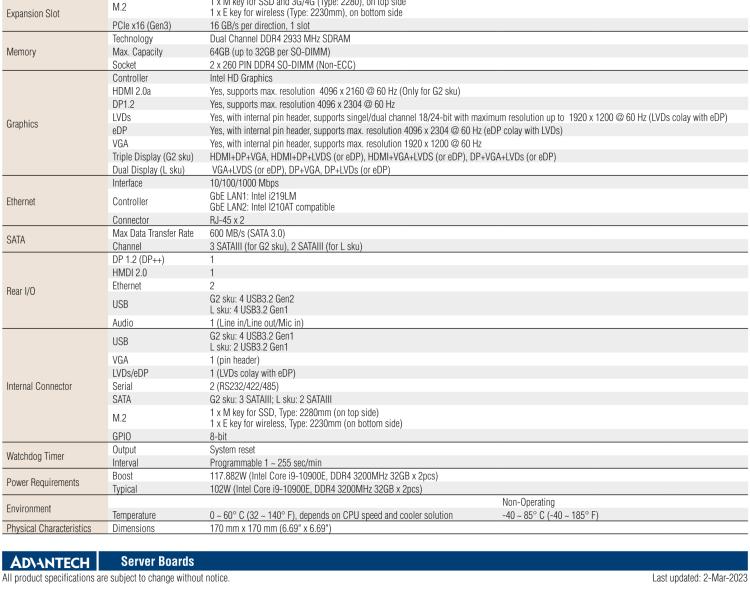 研華AIMB-277 適配Intel? 第10代 Core? i 系列處理器，搭載Q470E芯片組。性能強(qiáng)勁，適用于高端應(yīng)用領(lǐng)域。